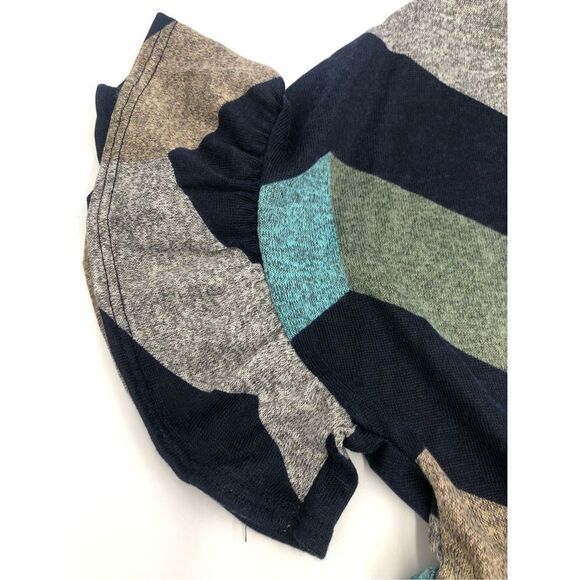 Brand New Egs Navy & Mustard Multicolored Chevron Empire- Waist Tunic Top Size M - Picture 4 of 7